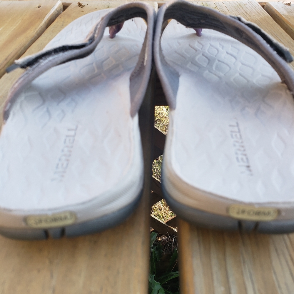Merrell Siren 2 Flip Flops Women's Sz 9 Gray Suede Nylon Thong Sandals - Picture 10 of 12